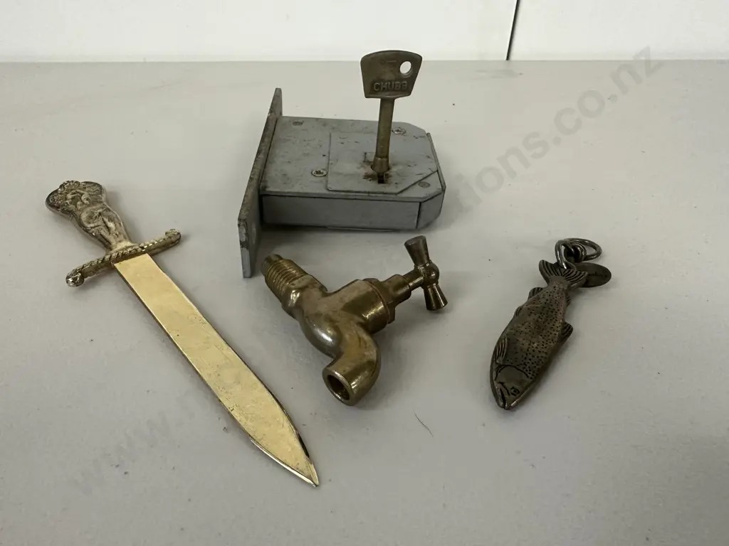Vintage Items Including Letter Opener, Lock & Key Etc Image 1++