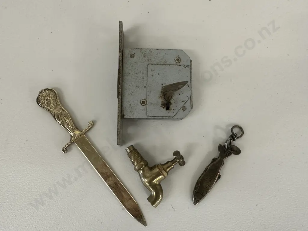 Vintage Items Including Letter Opener, Lock & Key Etc Image 1++