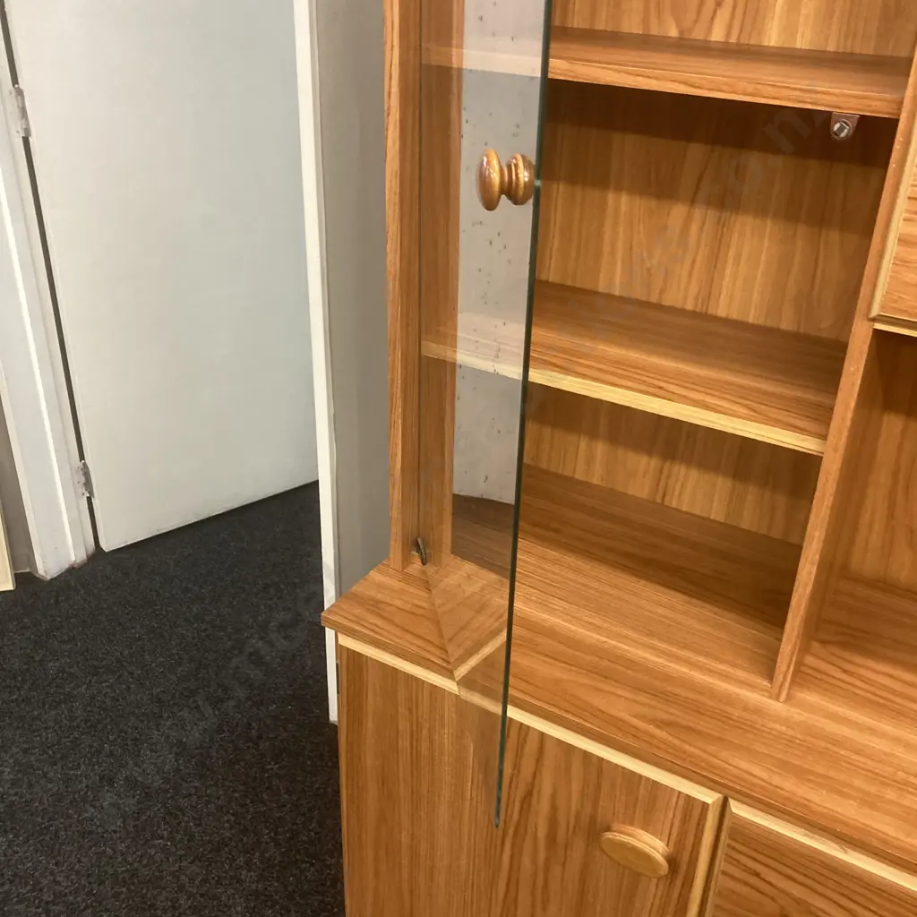 Laminated Wall Cabinet, 2 Glass Doors, 4 Drawers In Base, 2 Piece, H179 W147 D39.5cm Image 1++