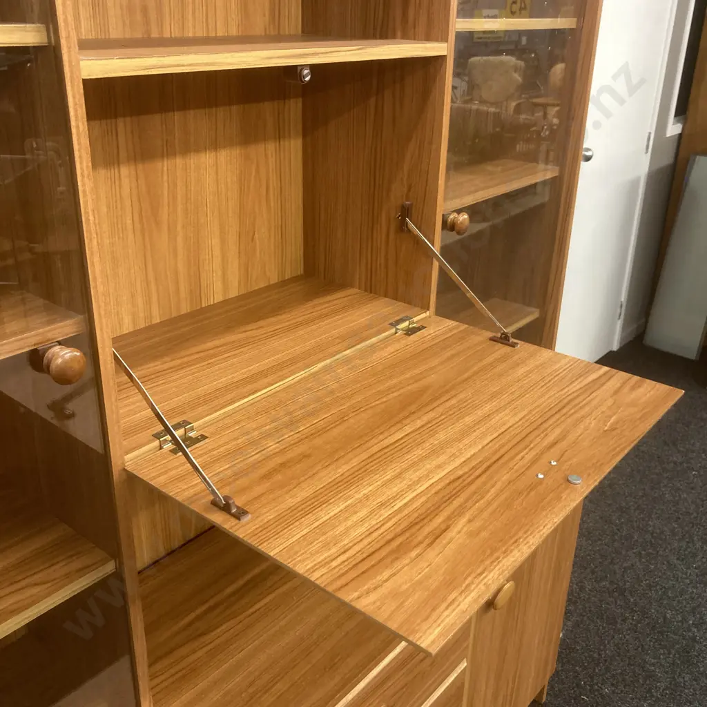 Laminated Wall Cabinet, 2 Glass Doors, 4 Drawers In Base, 2 Piece, H179 W147 D39.5cm Image 1++