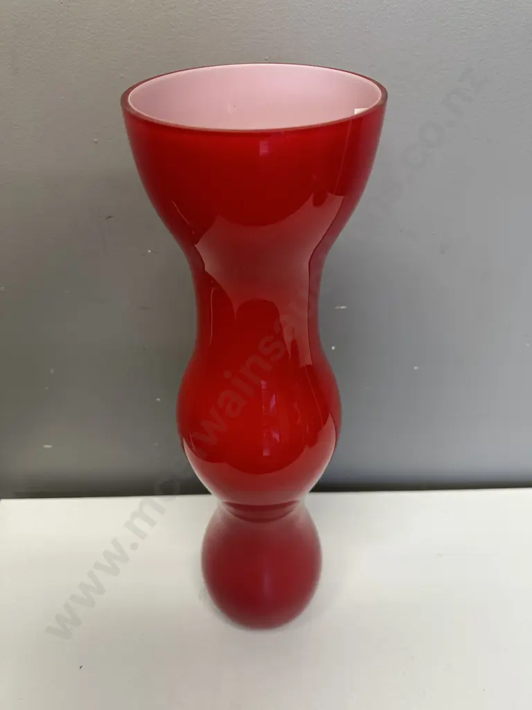 Mid Century Style Red Cased Glass Vase , H49.5cm Image 1++