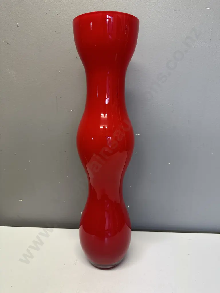 Mid Century Style Red Cased Glass Vase , H49.5cm Image 1++