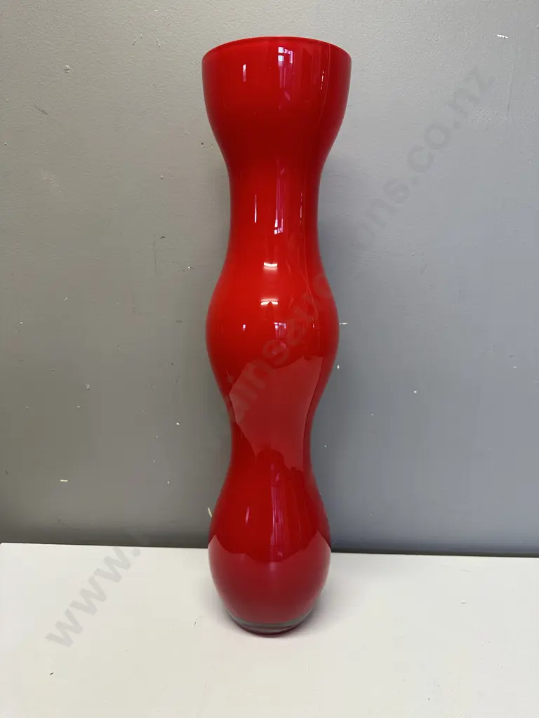 Mid Century Style Red Cased Glass Vase , H49.5cm Image 1++