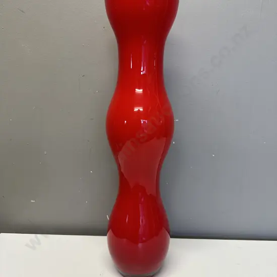 Mid Century Style Red Cased Glass Vase , H49.5cm