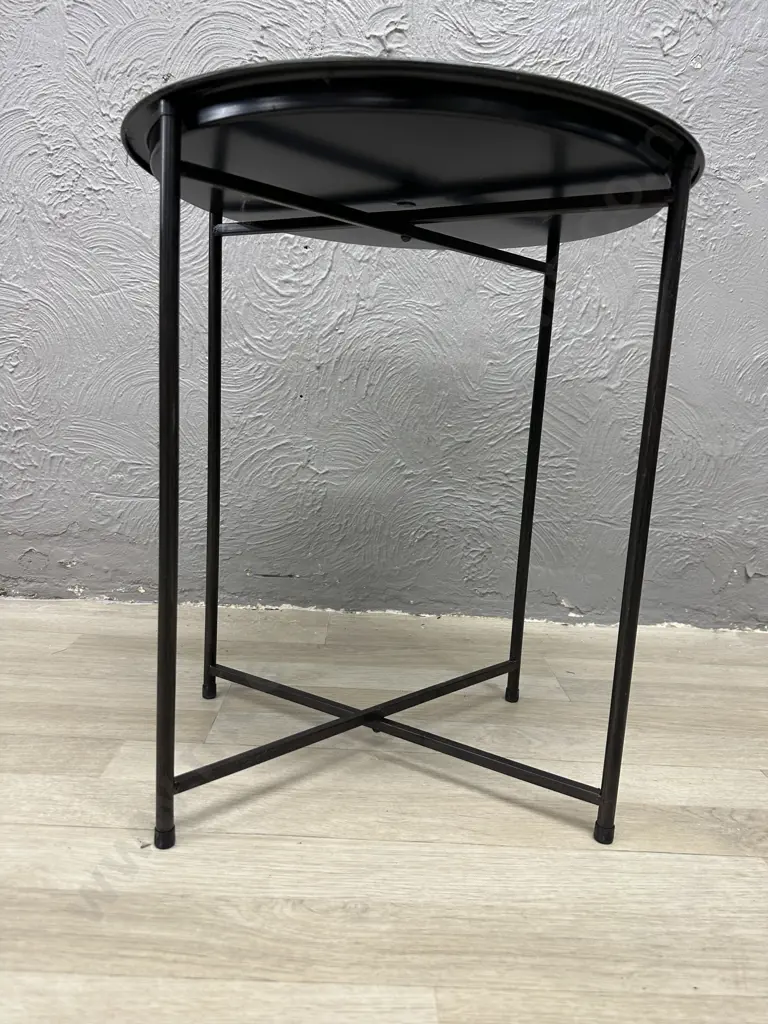 Black Metal Side Table With Round Lift Off Top, H53 W46 D46cm Image 1++
