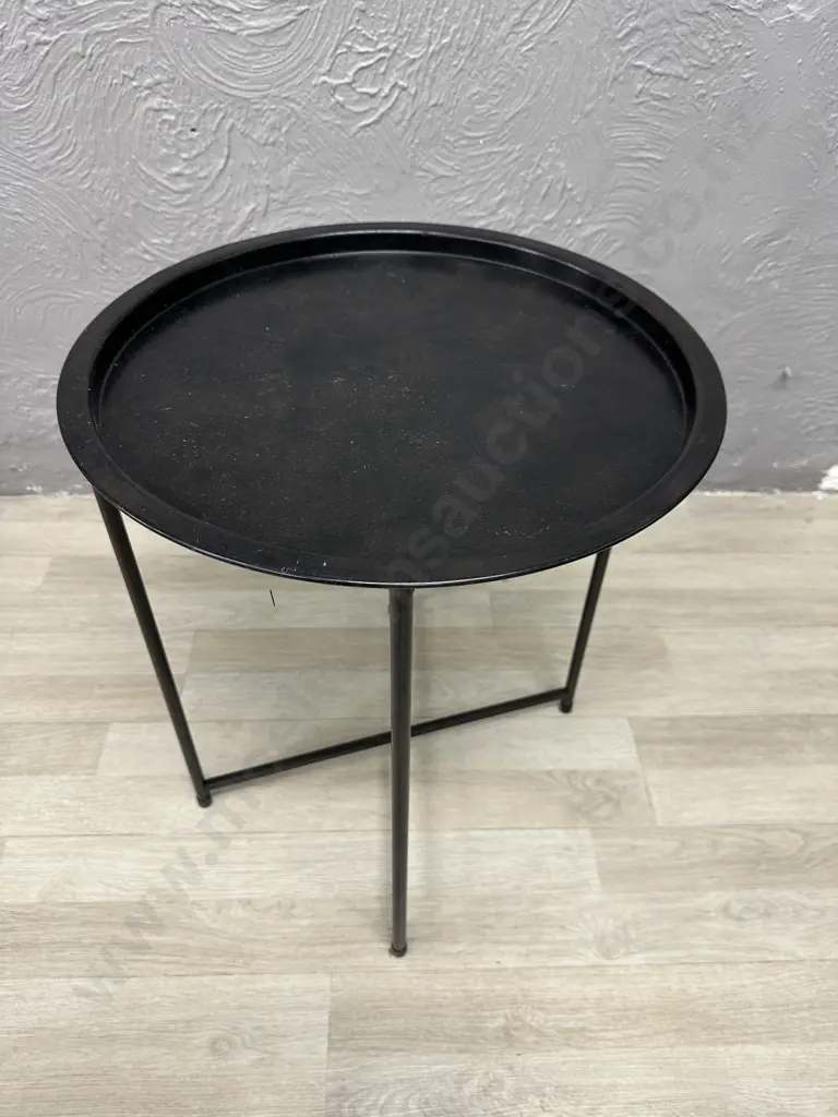 Black Metal Side Table With Round Lift Off Top, H53 W46 D46cm Image 1++