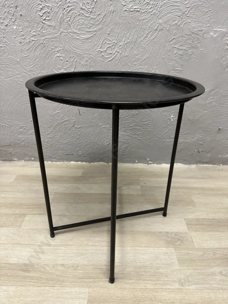 Black Metal Side Table With Round Lift Off Top, H53 W46 D46cm Image 1++
