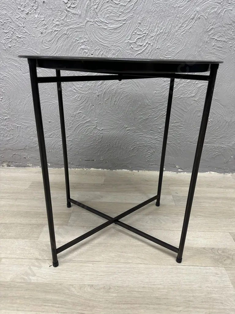 Black Metal Side Table With Round Lift Off Top, H53 W46 D46cm Image 1++