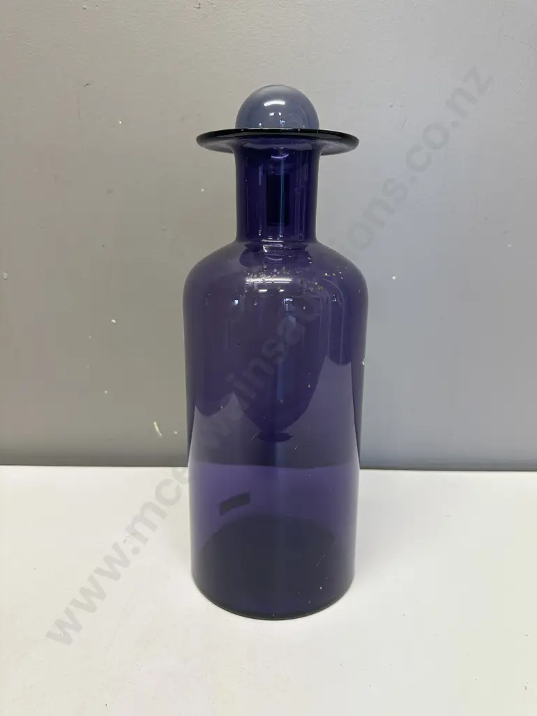 Vintage Otto Brauer Style  Art Glass Vase In Purple With Blue Glass Ball, H32cm Image 1++