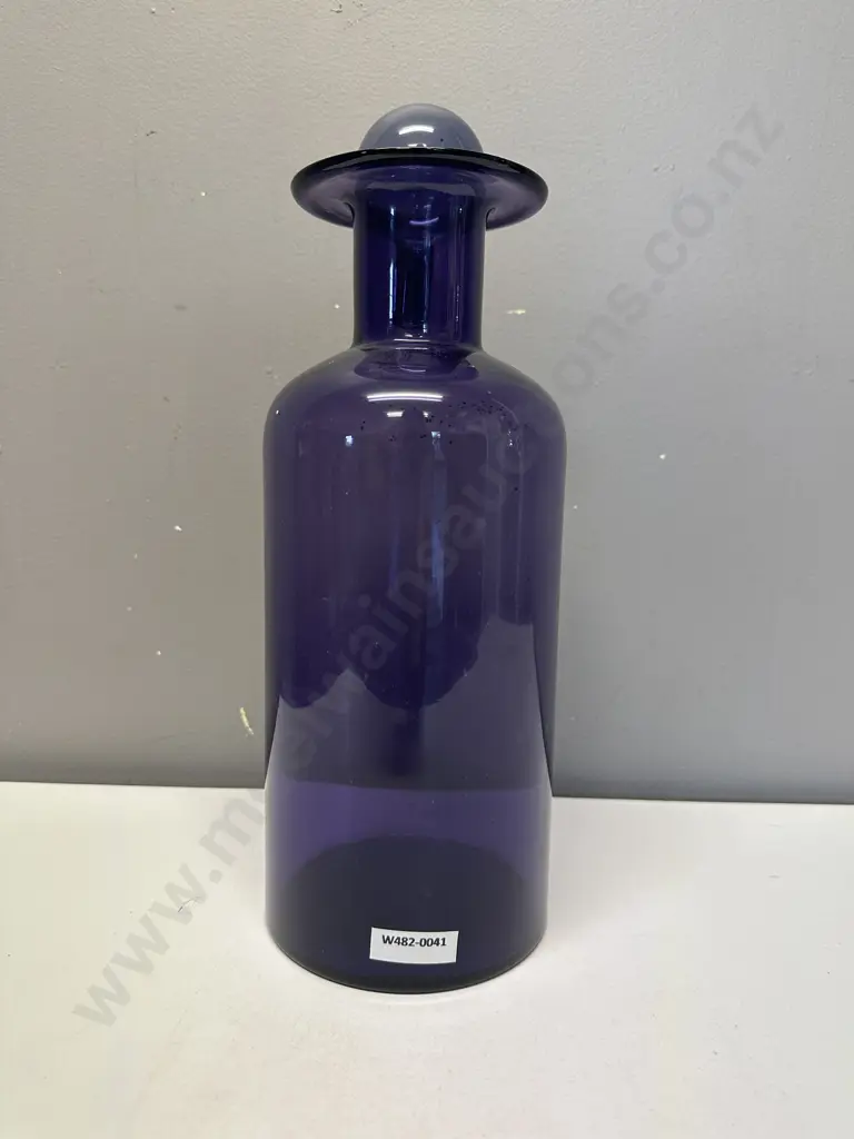 Vintage Otto Brauer Style  Art Glass Vase In Purple With Blue Glass Ball, H32cm Image 1++