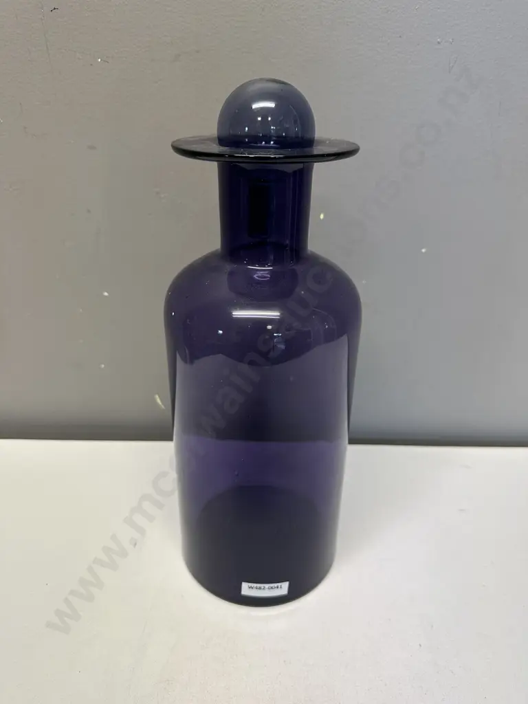 Vintage Otto Brauer Style  Art Glass Vase In Purple With Blue Glass Ball, H32cm Image 1++