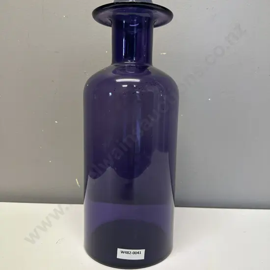 Vintage Otto Brauer Style  Art Glass Vase In Purple With Blue Glass Ball, H32cm
