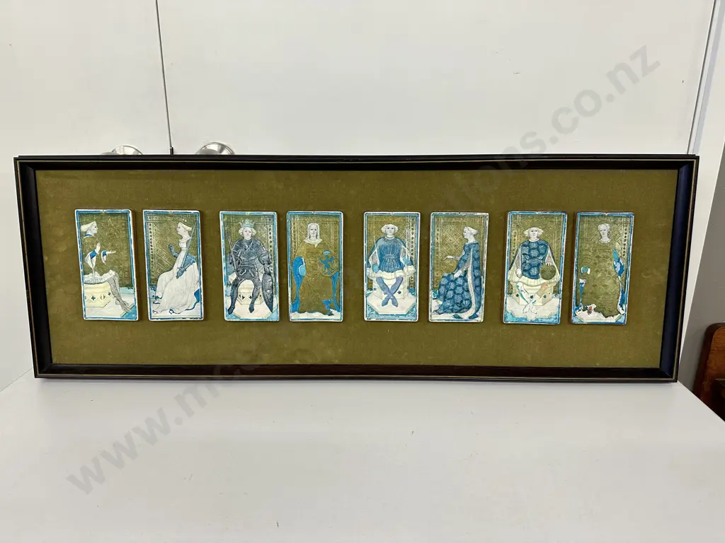 Vintage Wooden Framed Artwork Titled "Playing Cards" H34cm, W96cm. Image 1++