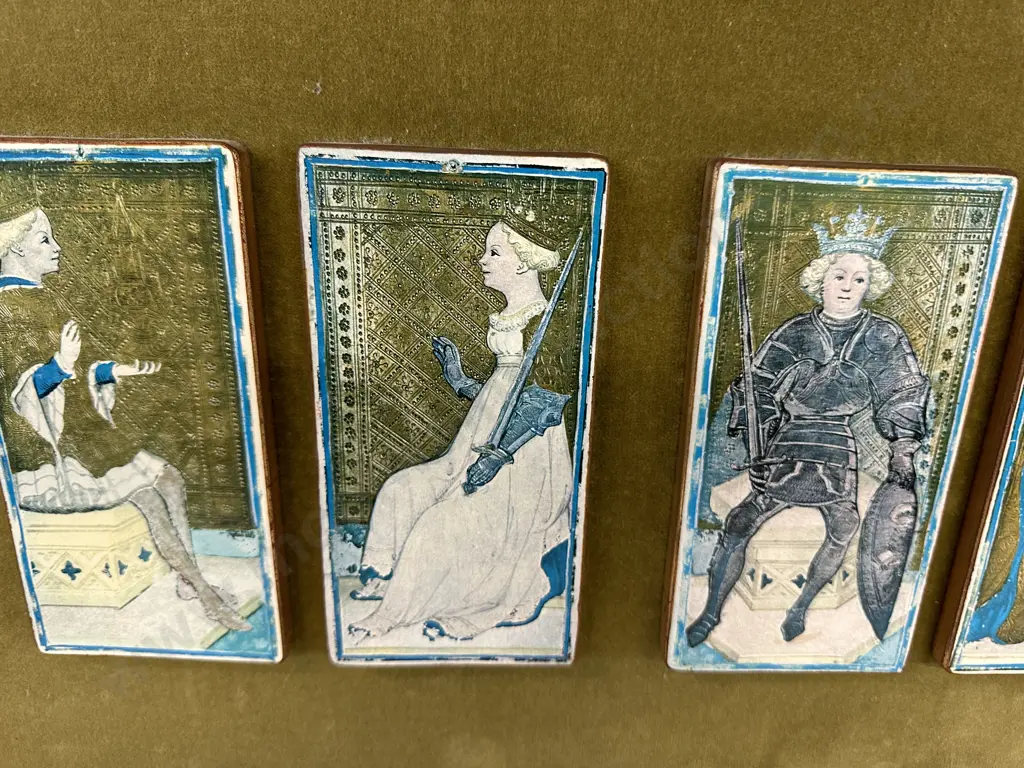 Vintage Wooden Framed Artwork Titled "Playing Cards" H34cm, W96cm. Image 1++