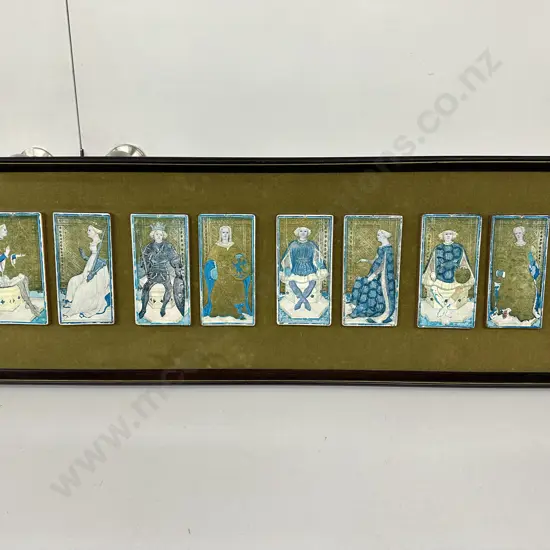 Vintage Wooden Framed Artwork Titled "Playing Cards" H34cm, W96cm.