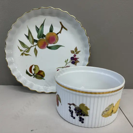 Evesham Royal Worcester Quiche / Torte Plate And Souffle Dish