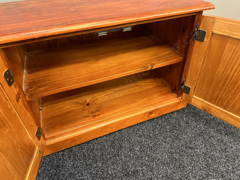 Pine 2 Door Unit, Wrought Handles, H51 W73 D41cm Image 1++