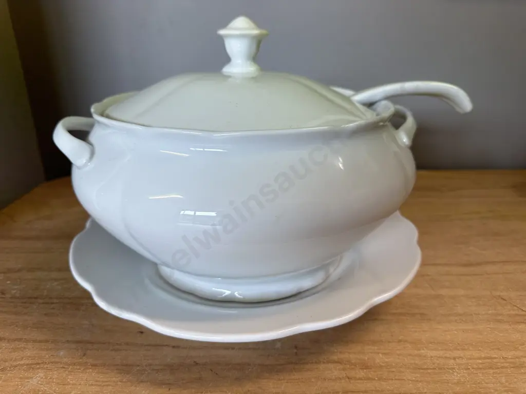 Large Soup Terrine, Ladle & Large Plate Image 1++