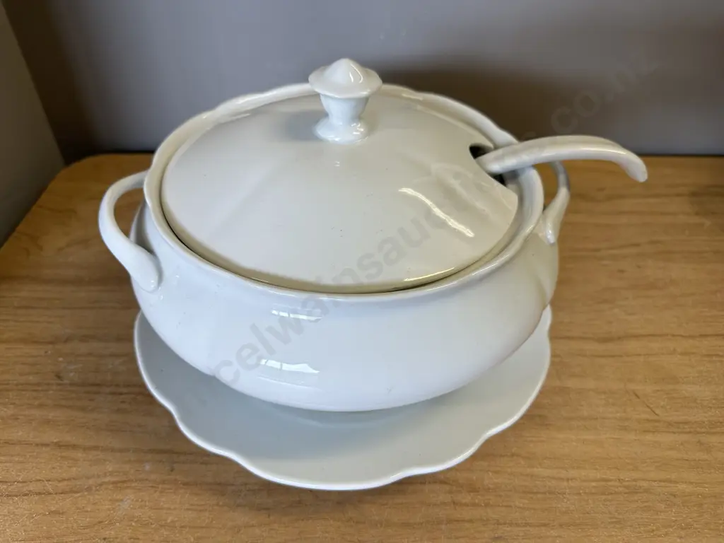 Large Soup Terrine, Ladle & Large Plate Image 1++