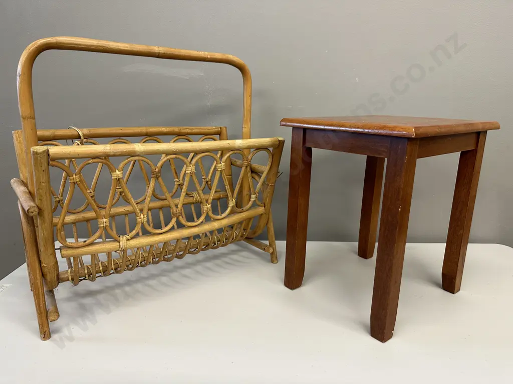 Cane Magazine Rack With Occasional Table Image 1++