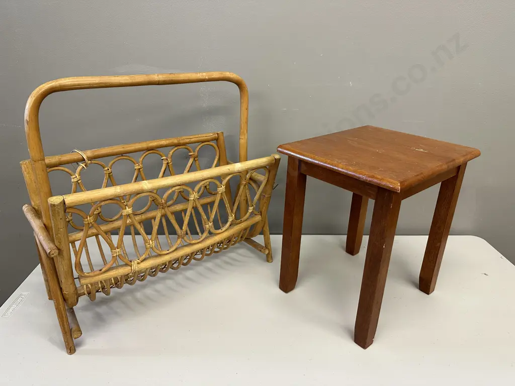 Cane Magazine Rack With Occasional Table Image 1++