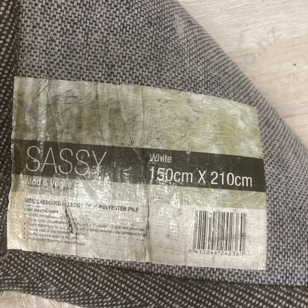 Sassy Brand White Shaggy Floor Rug, 150 x 210cm Image 1++