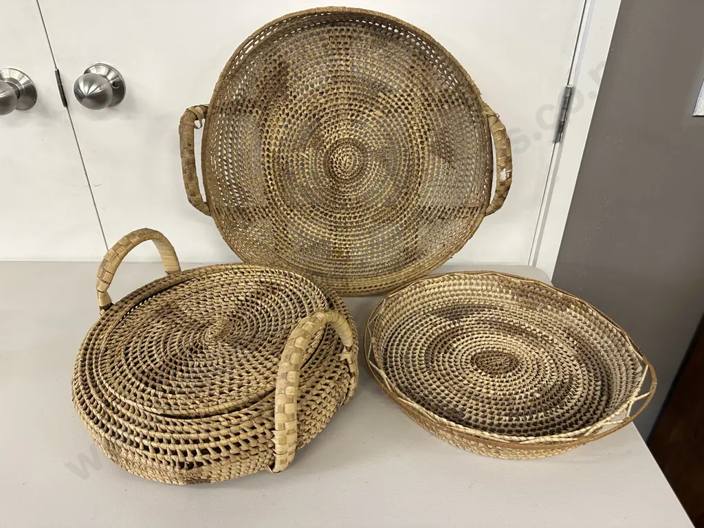 Selection Of Caneware Including Serving Trays Etc Image 1++
