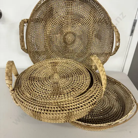 Selection Of Caneware Including Serving Trays Etc