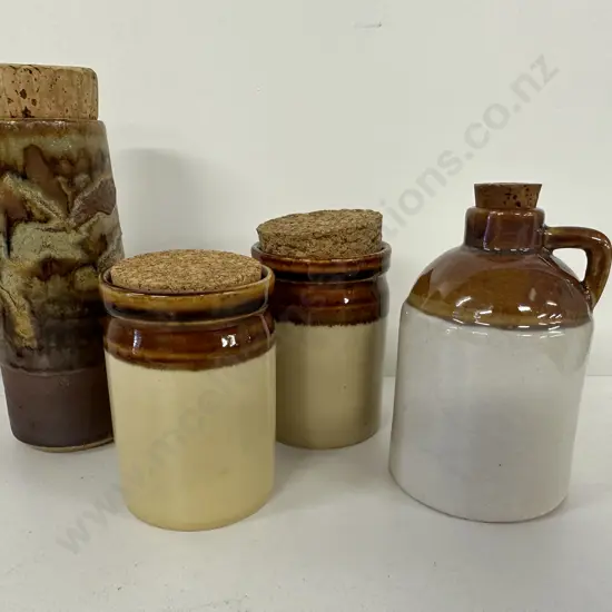Vintage pottery Items Including Stone Handled Pot