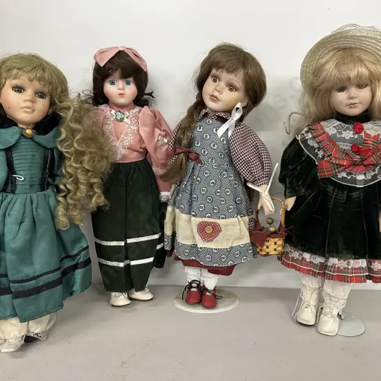 Selection Of Vintage Porcelain Dolls x4