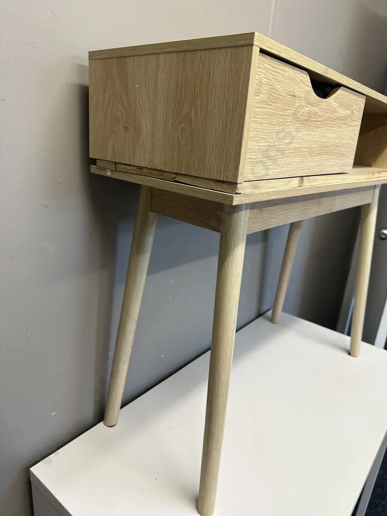 Blonde Oak Effect 2Pce Hall Table / Desk, Single Drawer, H73 W80 D30cm Image 1++