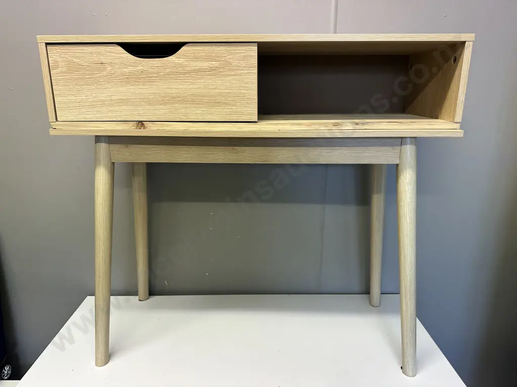 Blonde Oak Effect 2Pce Hall Table / Desk, Single Drawer, H73 W80 D30cm Image 1++