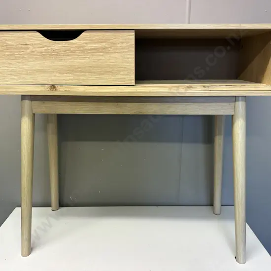 Blonde Oak Effect 2Pce Hall Table / Desk, Single Drawer, H73 W80 D30cm