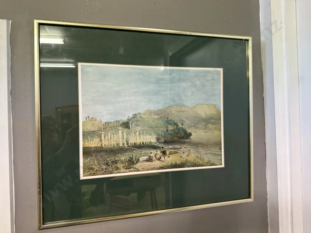 Pair of Framed Prints by George French Angas (1822-86) 'On The Waikato At Kapou' & 'Motu Pa, Lake Roto Aira'. 41 x 49cm Image 1++