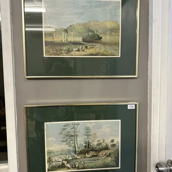Pair of Framed Prints by George French Angas (1822-86) 'On The Waikato At Kapou' & 'Motu Pa, Lake Roto Aira'. 41 x 49cm