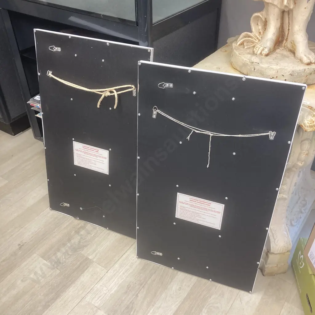 Pair of White Framed Trellis Mirrors, 74 x 43cm Image 1++