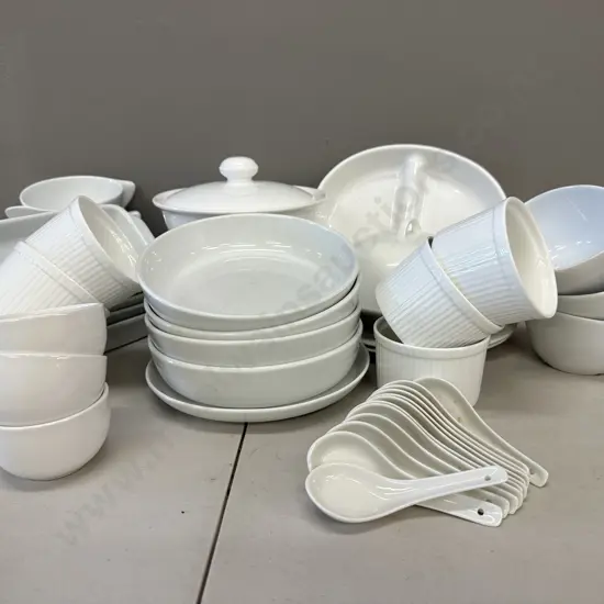 Large Assortment of White Crockery including Tzaria, Maxwell Williams Etc