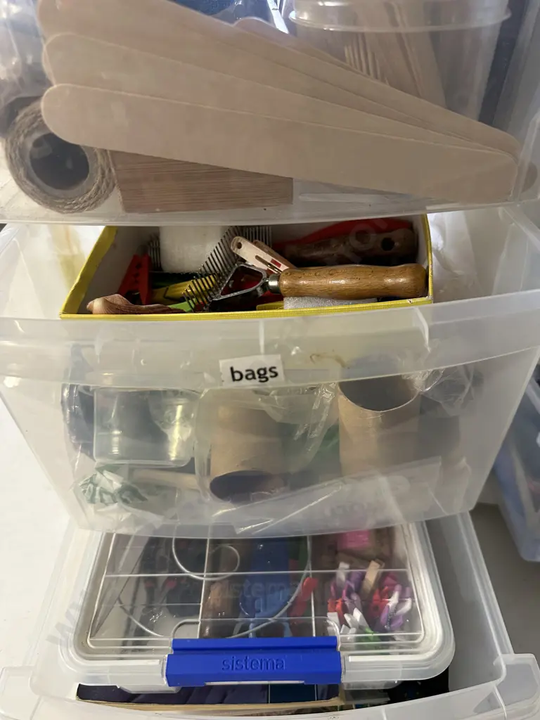 Selection of Lace, Patterns, Weaving Sundries Etc In 2 x 4 Drawer White Storage Units Image 1++