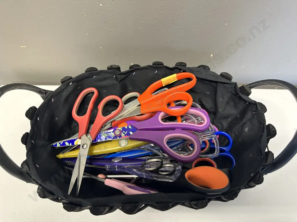 Black Handled Basket of Assorted Scissors Image 1++