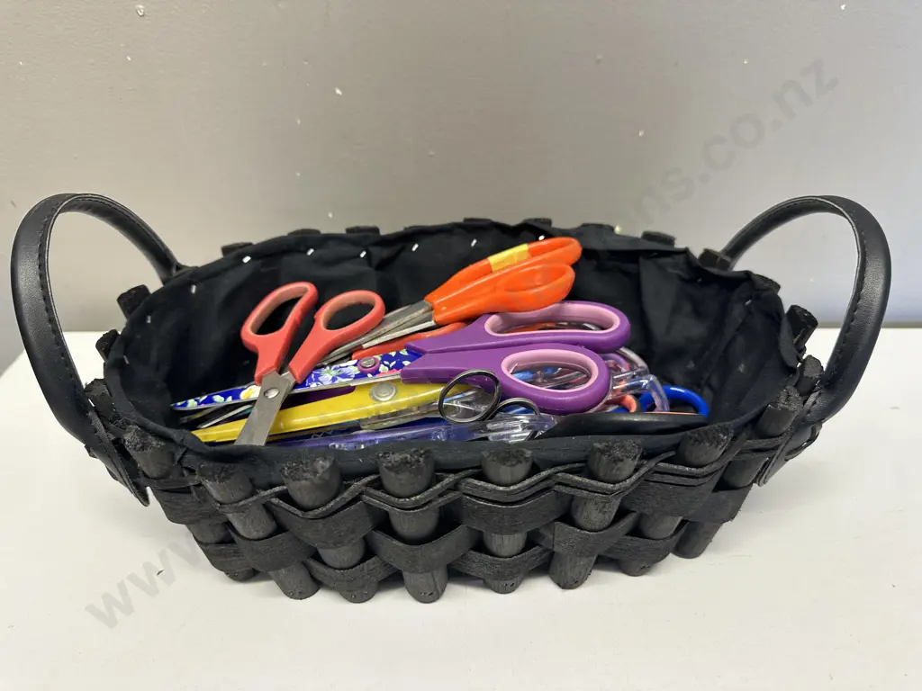 Black Handled Basket of Assorted Scissors Image 1++