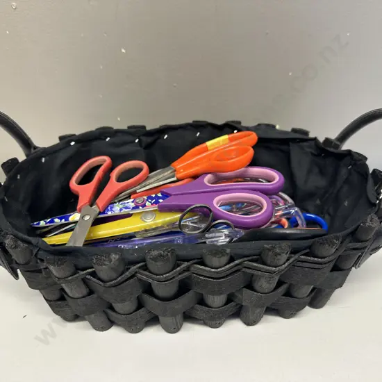 Black Handled Basket of Assorted Scissors