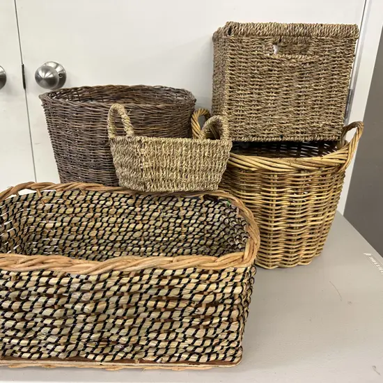 Selection Of Cane Baskets x5