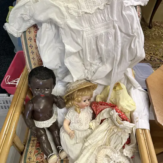 Vintage babies Clothes, Dolls, Porcelain Etc