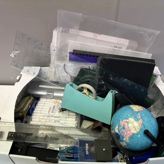 Large Box Stationary Items, Markers, Staplers, Rulers Etc