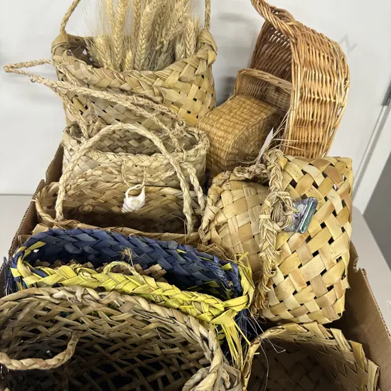 Box Of Assorted Cane Baskets 