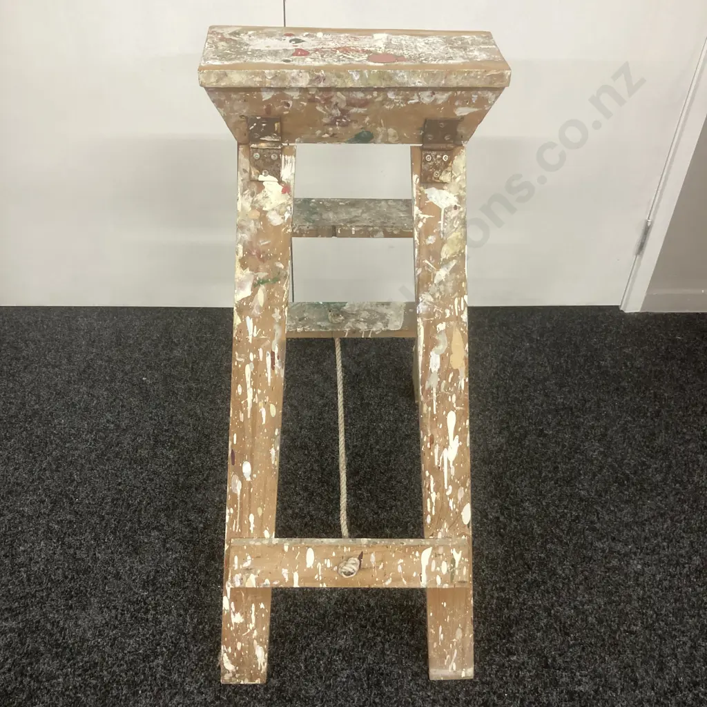 Vintage Wooden Display Ladder, H92cm Image 1++