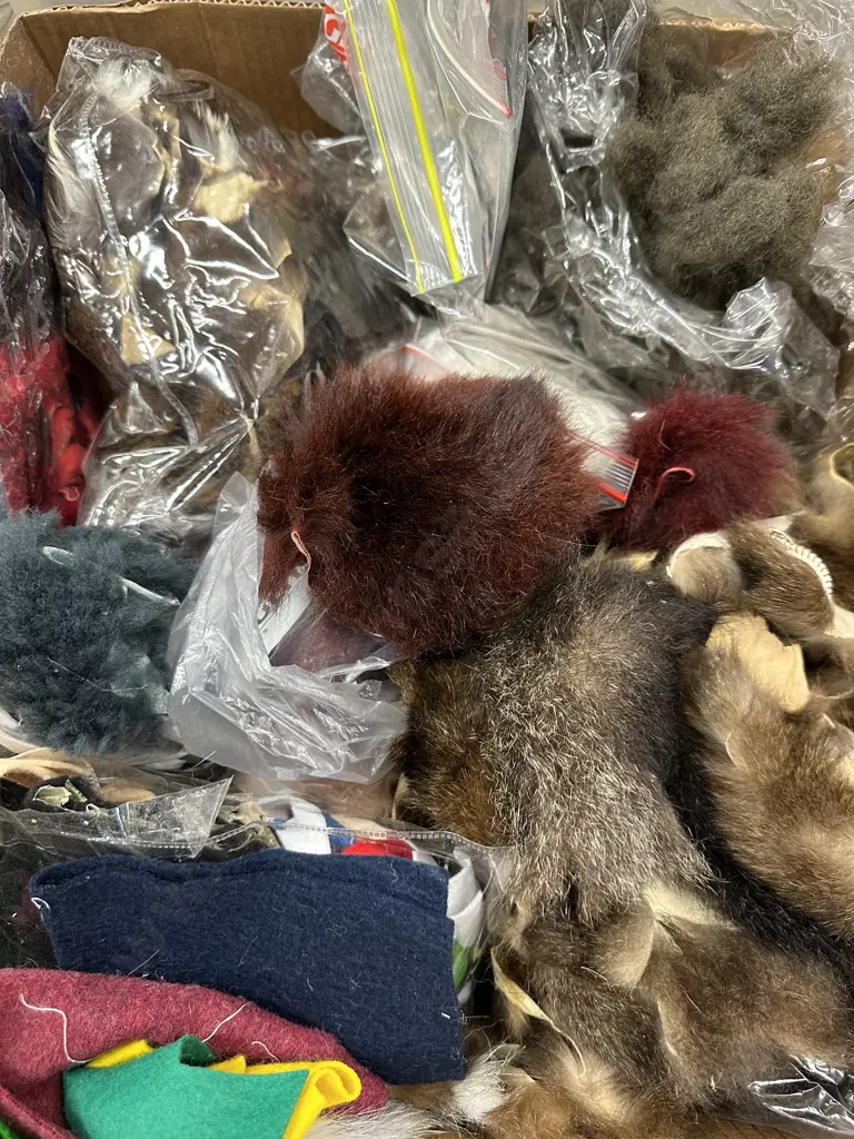 Box lot Faux Fur Pieces, Felt Etc Image 1++