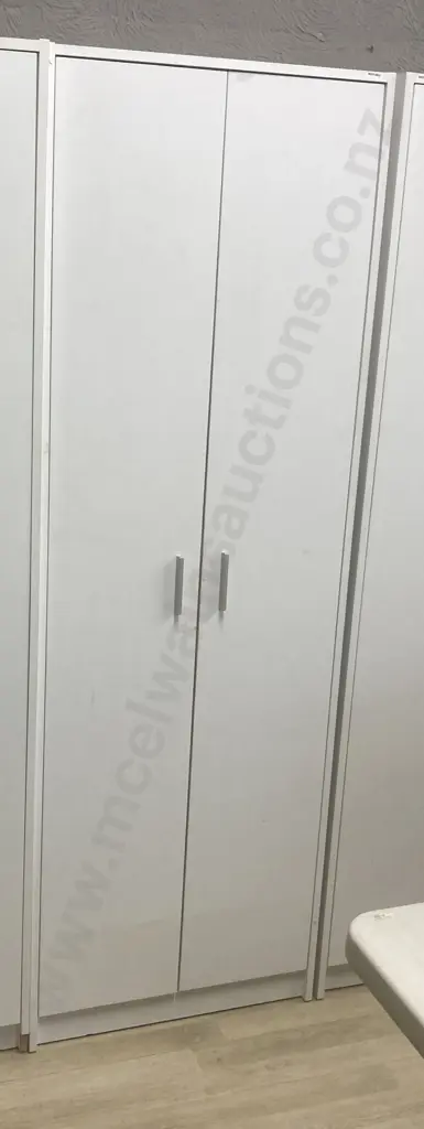 White Double Door Cabinet With Silver Colour Handles, Shelved, H180 W60 D40cm Image 1++