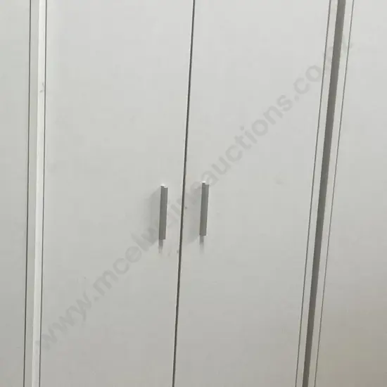 White Double Door Cabinet With Silver Colour Handles, Shelved, H180 W60 D40cm