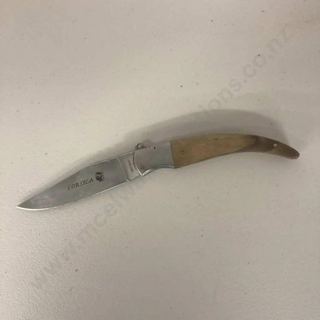 Corsica Folding Knife, Wooden Handle, 420 Steel, L22cm Image 1++